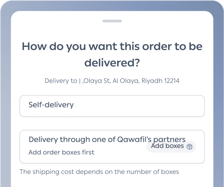Self-delivery option